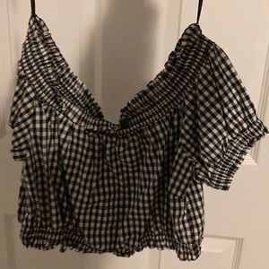 black and white off the shoulder top